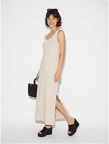Robe maxi droite sans manches à fente lucci
