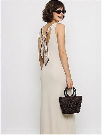 Robe maxi droite sans manches à fente lucci