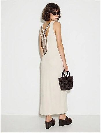 Robe maxi droite sans manches à fente lucci