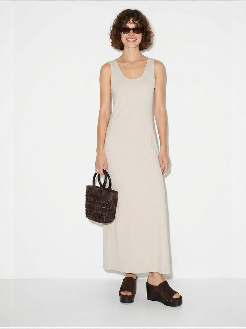 Robe maxi droite sans manches à fente lucci Sable - Kiabi