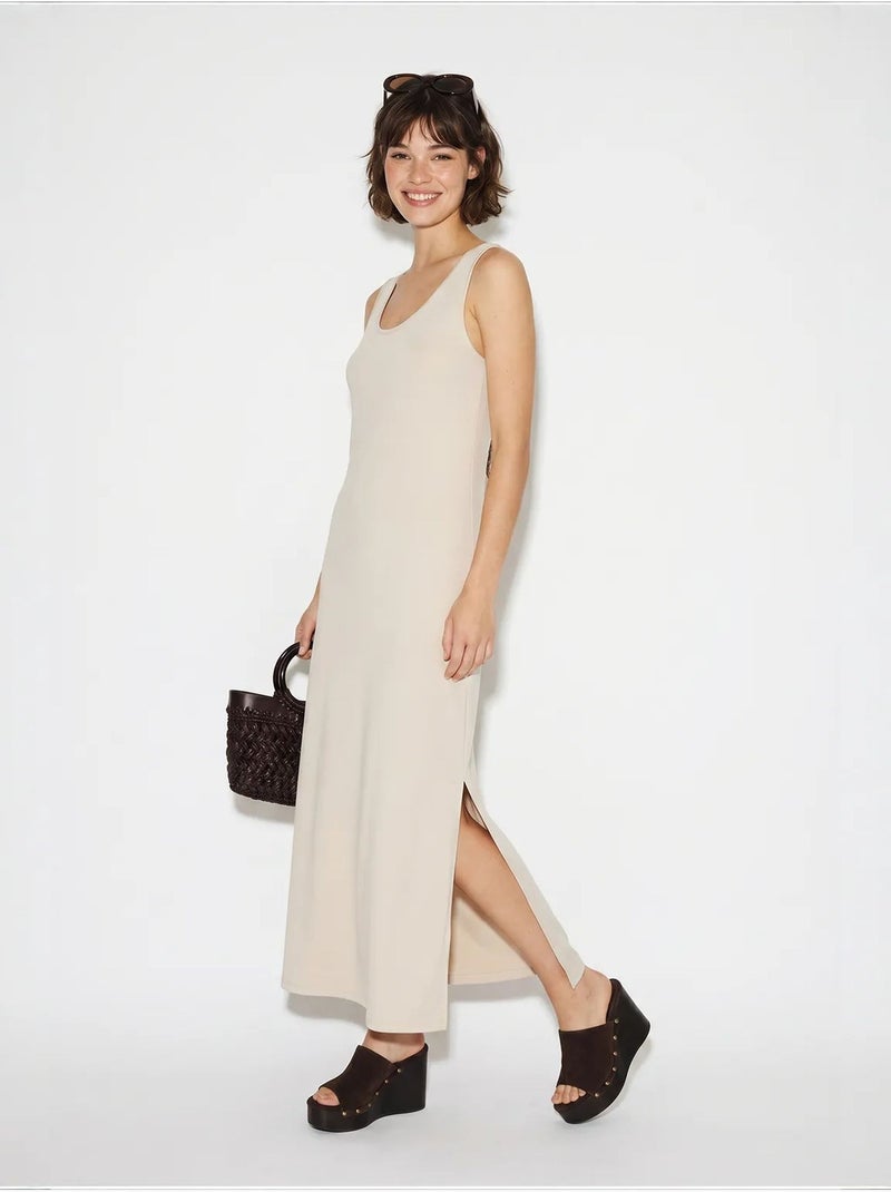 Robe maxi droite sans manches à fente lucci Sable - Kiabi