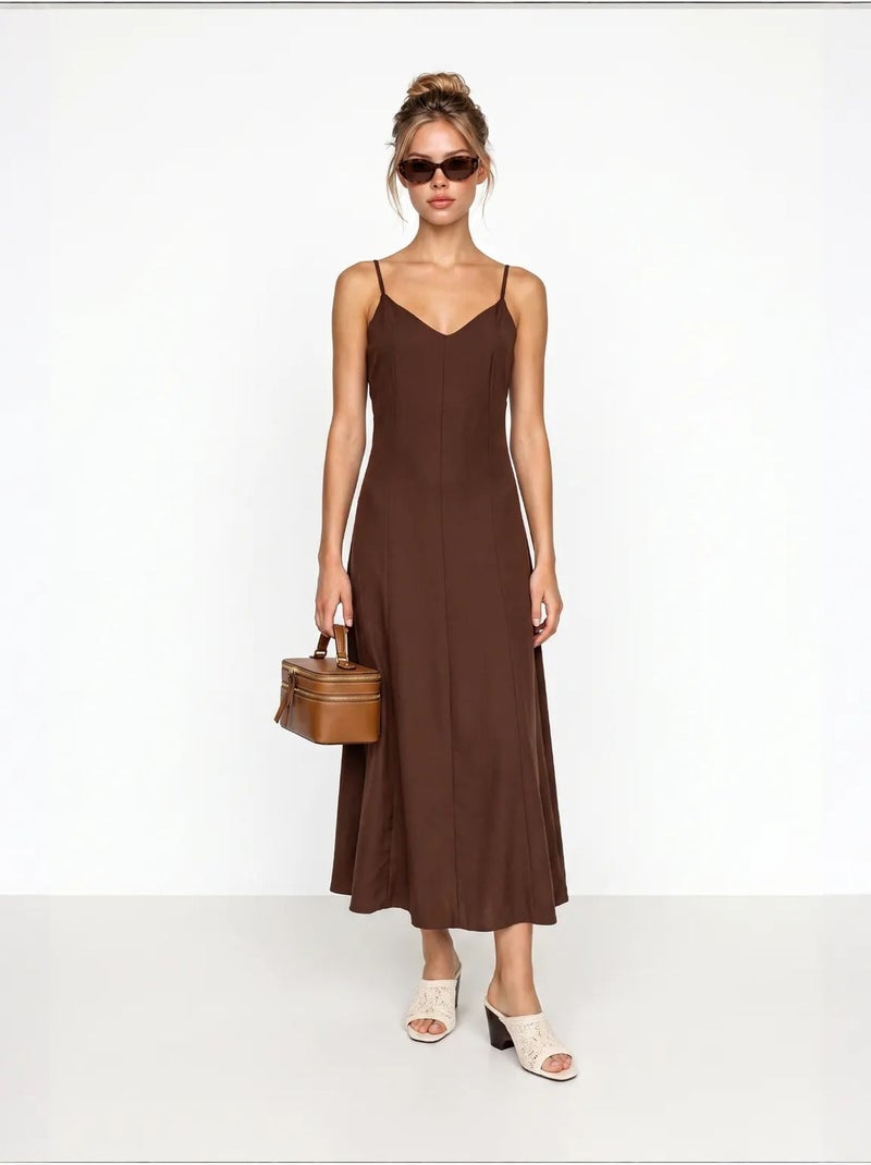 Robe maxi en coton istanbul Marron - Kiabi