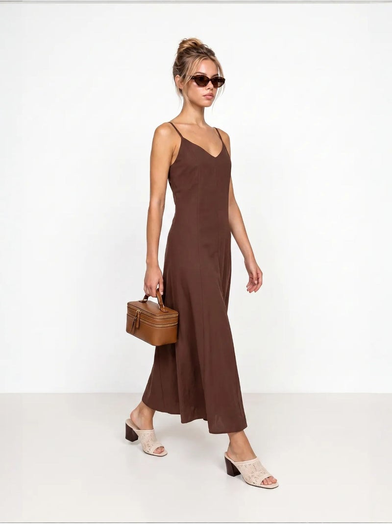 Robe maxi en coton istanbul Marron - Kiabi
