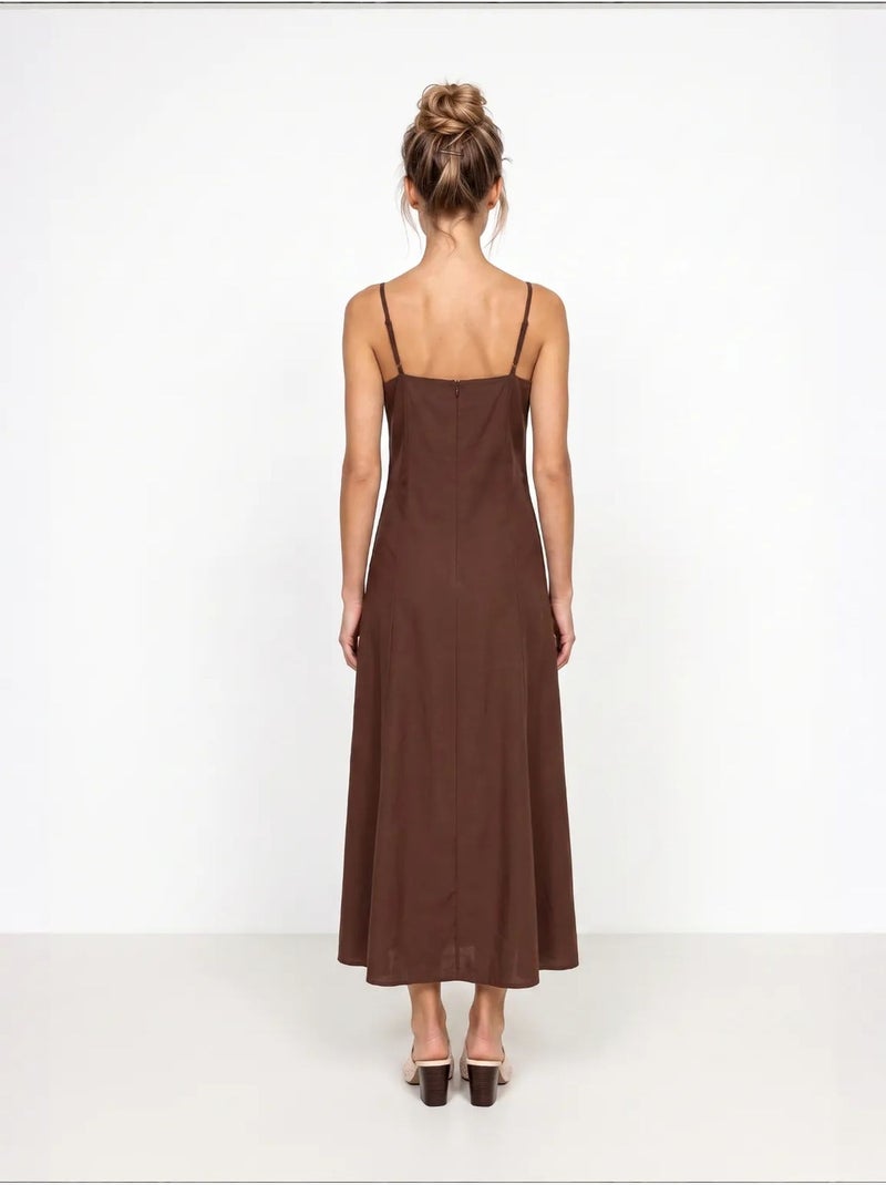 Robe maxi en coton istanbul Marron - Kiabi