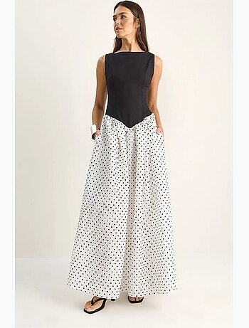 Robe maxi femme à pois avec poche lucci