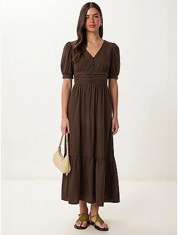 Robe maxi femme en popeline mélange coton istanbul