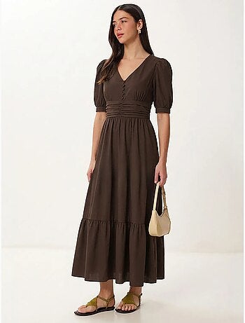 Robe maxi femme en popeline mélange coton istanbul