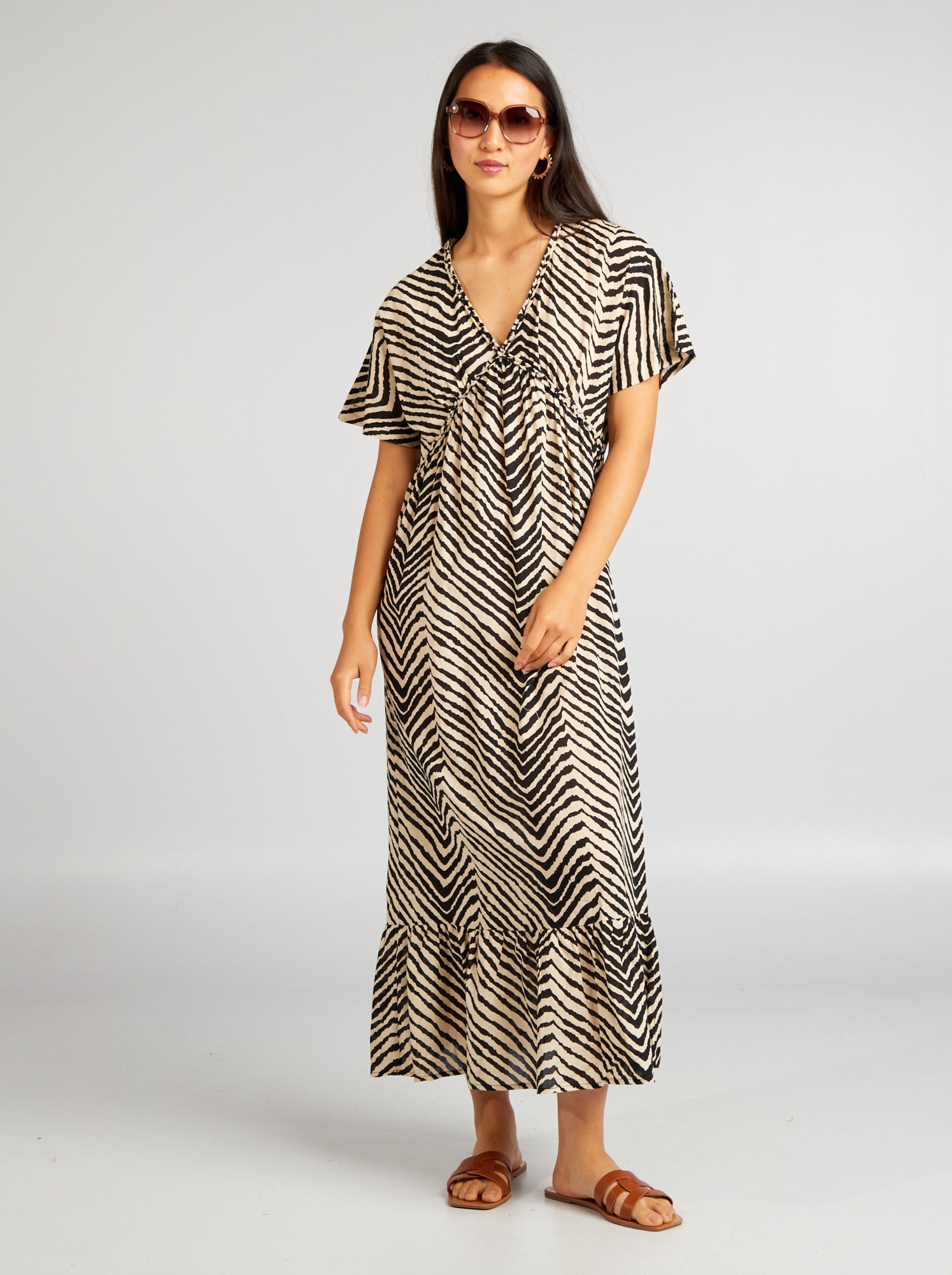 Robe Soirée En Voile Noir Taille 1 - Style Trapèze Sans Manches - Occasion Très Bon État