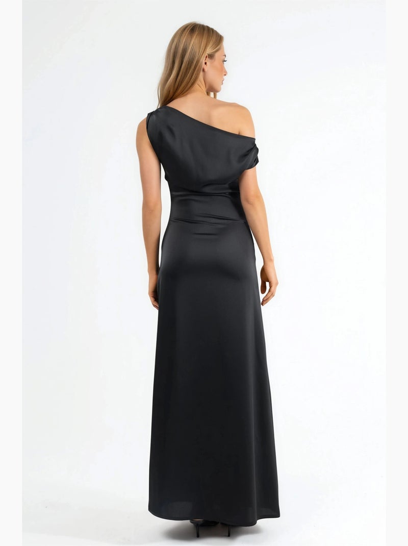 Robe maxi moulante à col asymétrique hiccup Noir - Kiabi