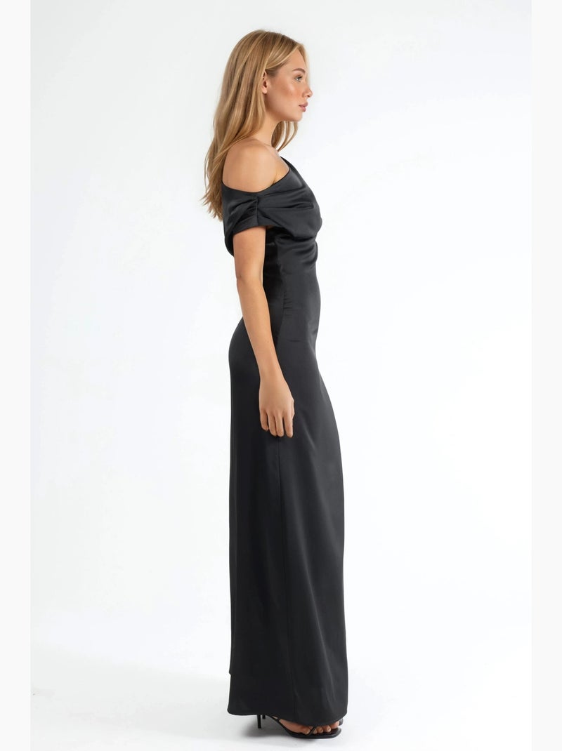 Robe maxi moulante à col asymétrique hiccup Noir - Kiabi