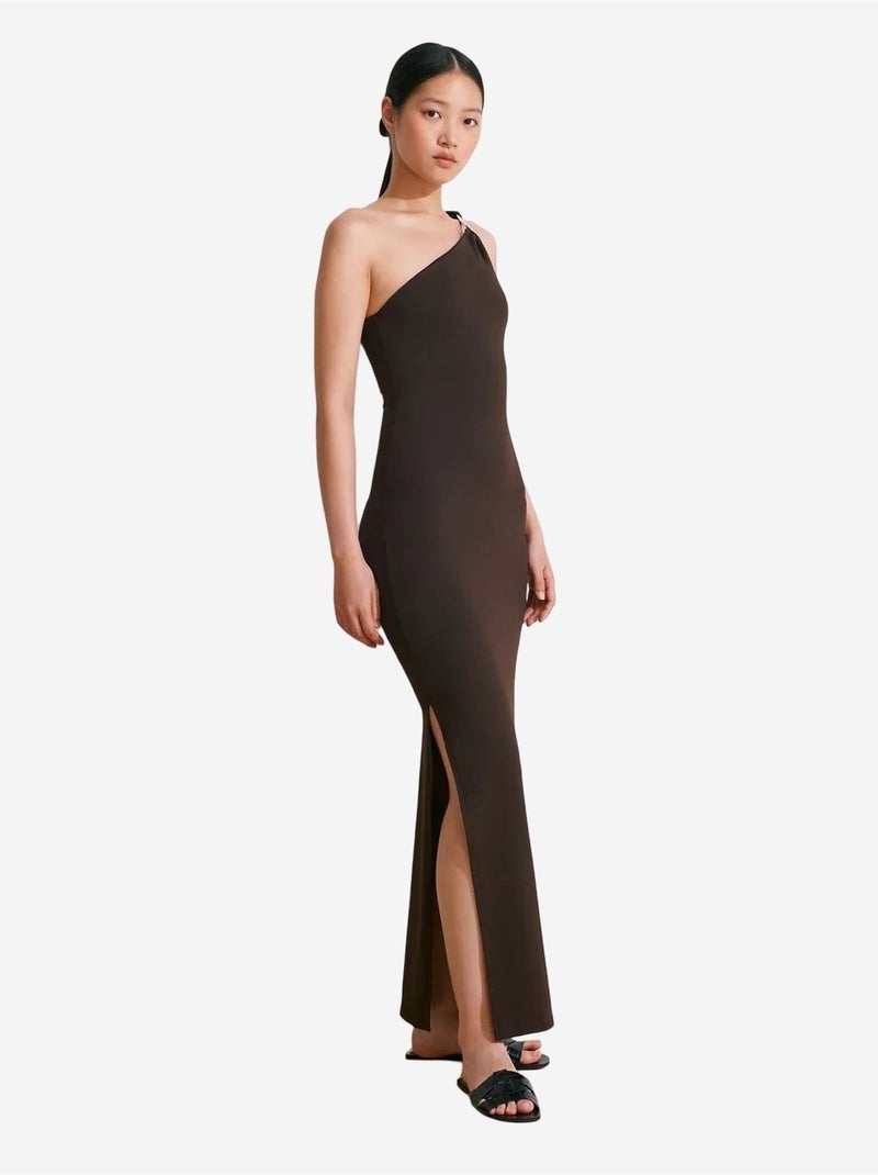 Robe maxi moulante asymétrique dilvin Marron chocolat - Kiabi