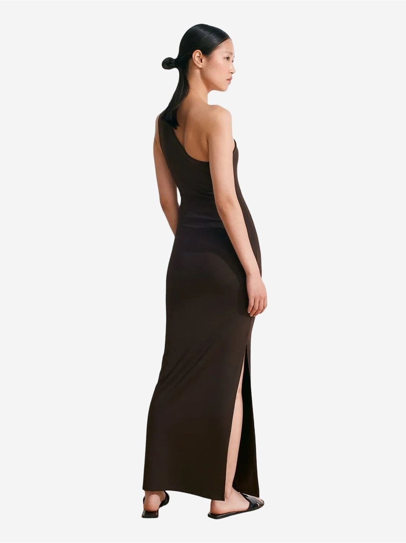 Robe maxi moulante asymétrique dilvin Marron chocolat - Kiabi