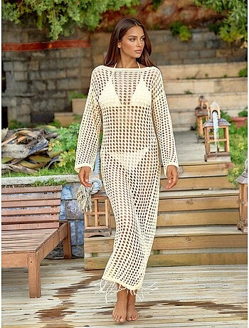 Robe maxi oversize en maille à encolure bateau
