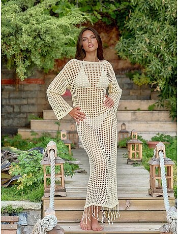 Robe maxi oversize en maille à encolure bateau