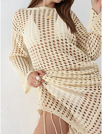 Robe maxi oversize en maille à encolure bateau
