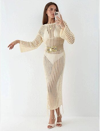Robe maxi oversize en maille à encolure bateau