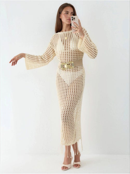 Robe maxi oversize en maille à encolure bateau - Kiabi Robe maxi oversize en maille à encolure bateau - Kiabi