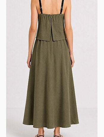 Robe maxi sans manches à coupe trapèze et col carré mixray