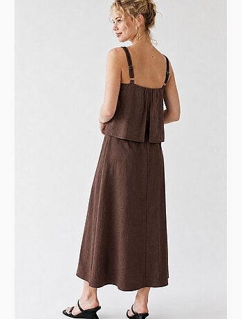 Robe maxi sans manches à coupe trapèze et col carré mixray