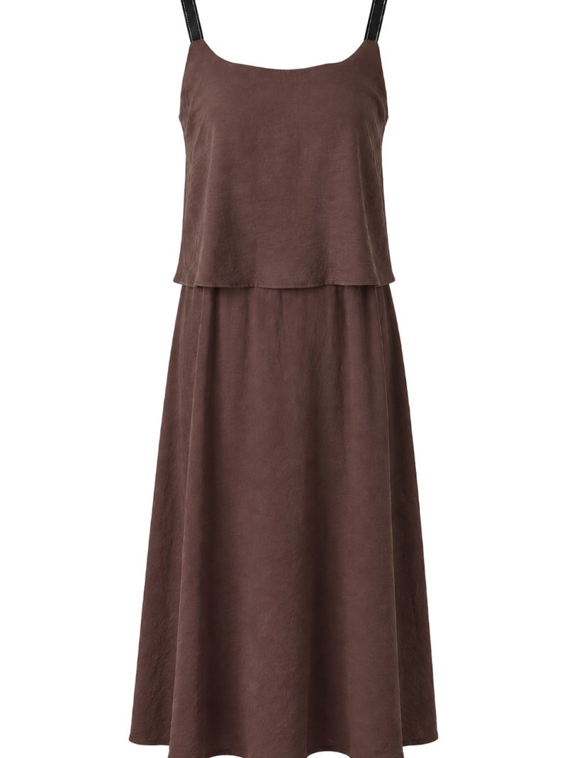 Robe maxi sans manches à coupe trapèze et col carré mixray Marron chocolat - Kiabi