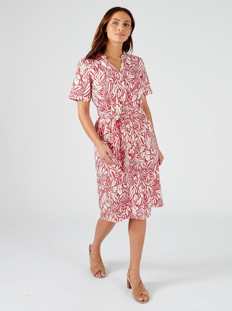 Robe mélange lin - Damart Rouge - Kiabi
