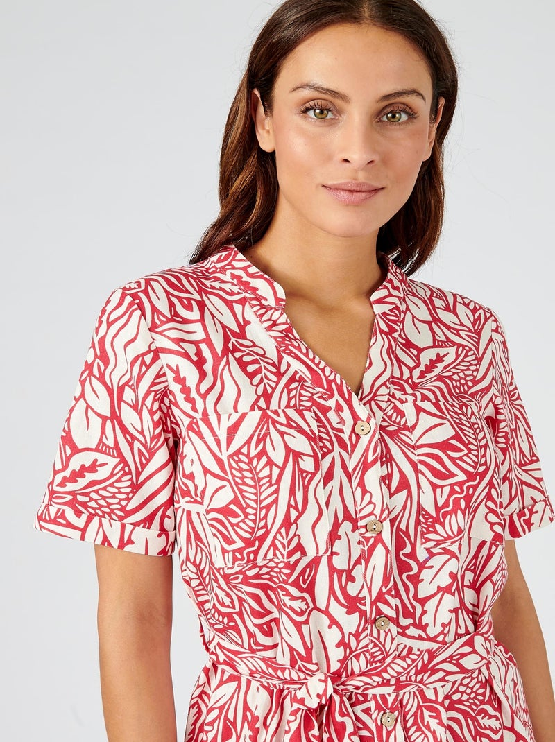 Robe mélange lin - Damart Rouge - Kiabi