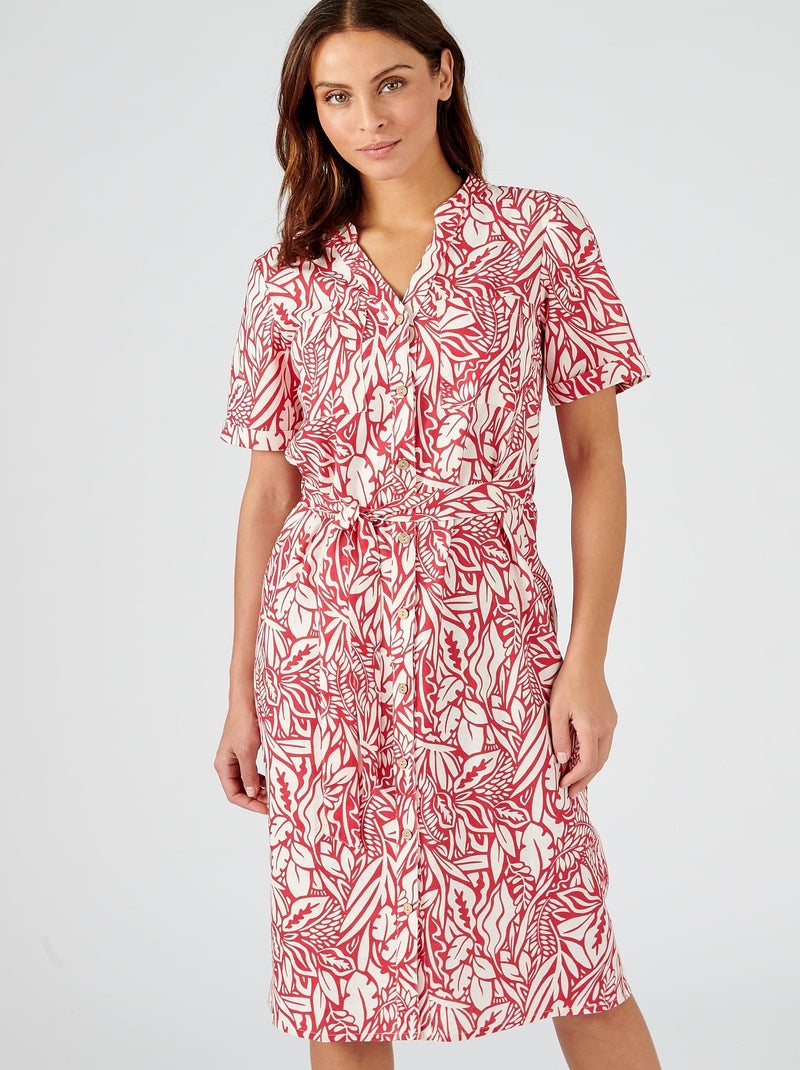 Robe mélange lin - Damart Rouge - Kiabi