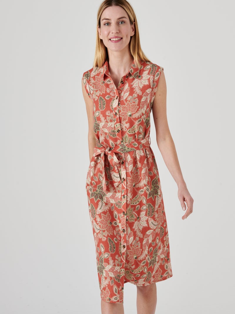 Robe mélange lin sans manches - Damart Orange - Kiabi