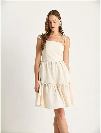 Robe mi-longue à col carré et coupe a avec détails de reliure lucci
