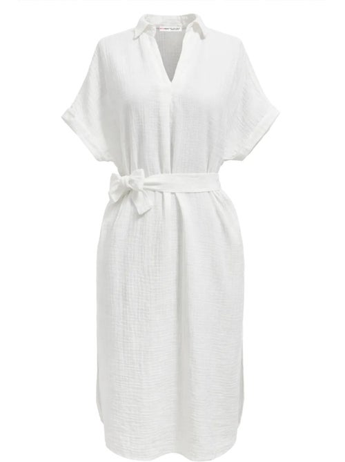 Robe mi-longue à col en v et détails accessoires mixray - Kiabi Robe mi-longue à col en v et détails accessoires mixray - Kiabi