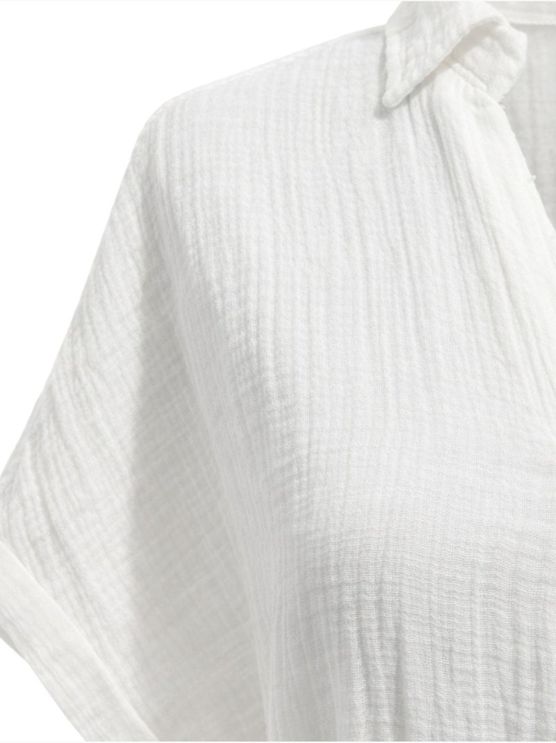 Robe mi-longue à col en v et détails accessoires mixray Blanc - Kiabi