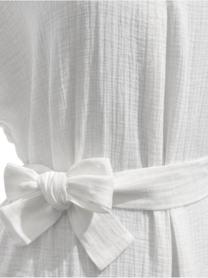 Robe mi-longue à col en v et détails accessoires mixray Blanc - Kiabi