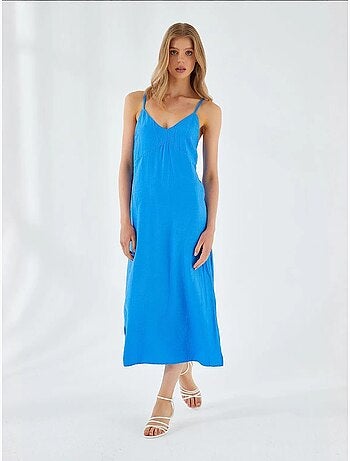 Robe mi-longue à col en v et fente mixray