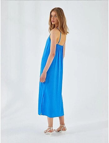 Robe mi-longue à col en v et fente mixray