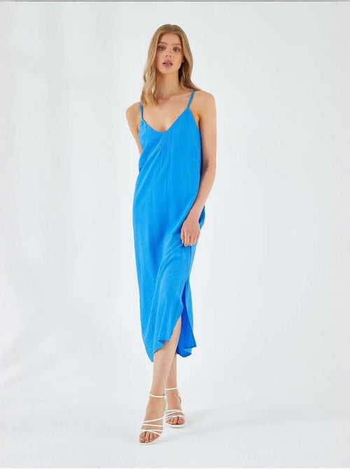 Robe mi-longue à col en v et fente mixray - Kiabi Robe mi-longue à col en v et fente mixray - Kiabi