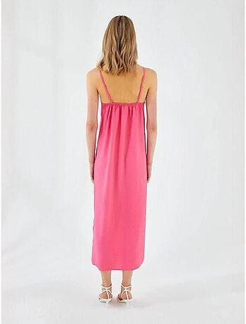 Robe mi-longue à col en v et fente mixray