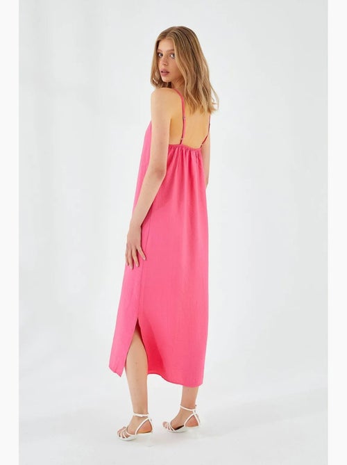 Robe mi-longue à col en v et fente mixray - Kiabi