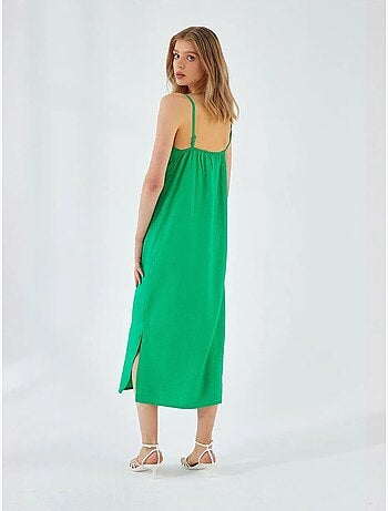 Robe mi-longue à col en v et fente mixray
