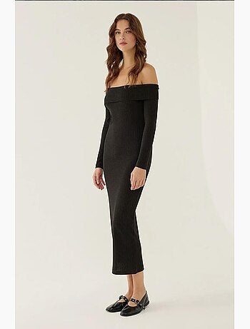 Robe mi-longue à épaules dénudées hiccup