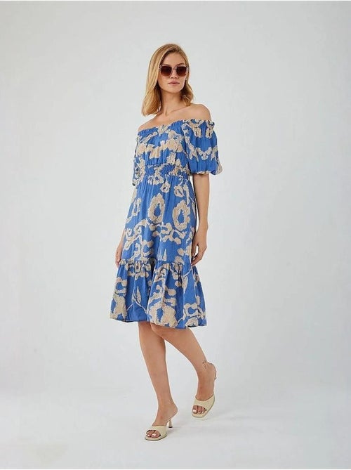 Robe mi-longue à volants et col bateau à fleurs mixray - Kiabi Robe mi-longue à volants et col bateau à fleurs mixray - Kiabi
