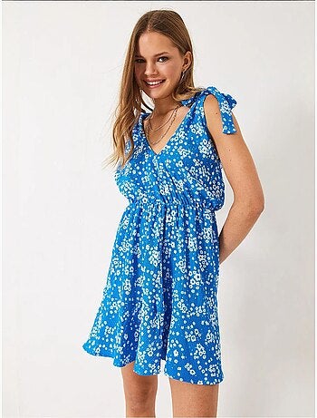 Robe mi-longue à volants fleuris lucci