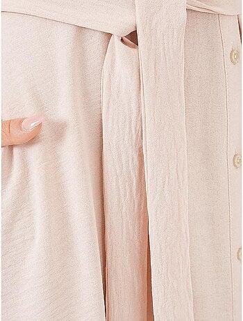 Robe mi-longue boutonnée à col chemise et coupe a avec détails de reliure bdart