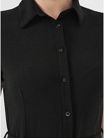 Robe mi-longue boutonnée à col chemise et coupe a avec détails de reliure bdart