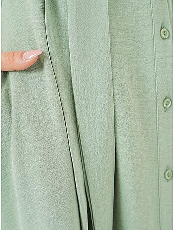 Robe mi-longue boutonnée à col chemise et coupe a avec détails de reliure bdart