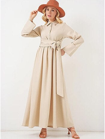 Robe mi-longue boutonnée à manches longues et col chemise bdart