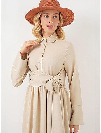 Robe mi-longue boutonnée à manches longues et col chemise bdart