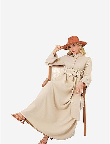 Robe mi-longue boutonnée à manches longues et col chemise bdart