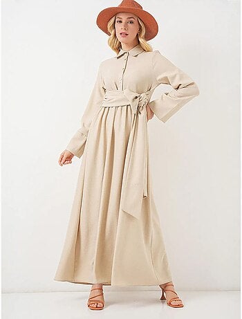 Robe mi-longue boutonnée à manches longues et col chemise bdart