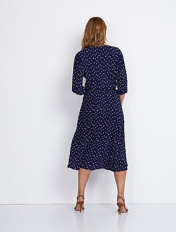 Robe mi longue cache-coeur pois