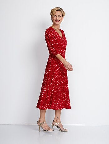 Robe mi longue cache-coeur pois